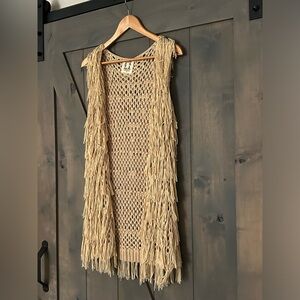 PPLA Clothing Flounder Fringe Open Vest Festival Hippie Western Open Tunic S